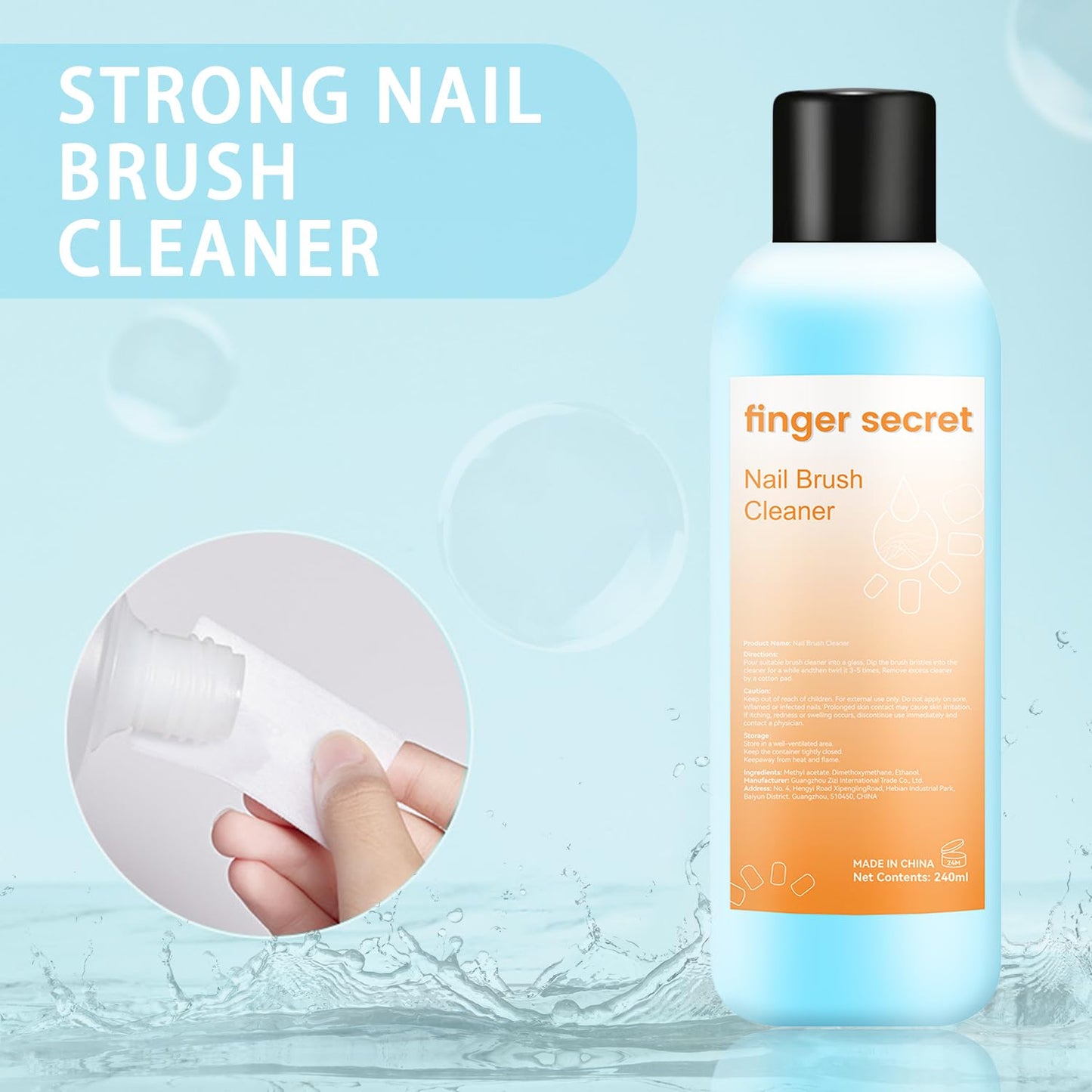 Brush Cleaner 8FL.OZ,Nail Brush Cleaner Liquid Quickly Clean Gel Polish Nail Art Brush Nail Painting Acrylic Nail Brush DIY Salon At Home 240ml