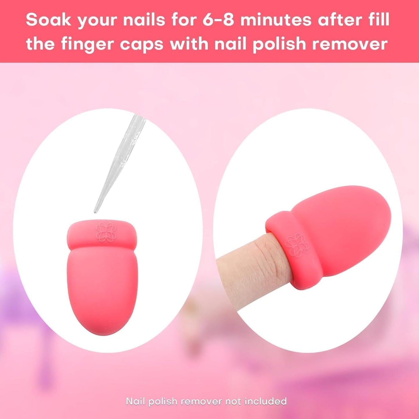 Nail Polish Remover Soak Bowl [2 PCS], Gel Polish Remover Refill Kits for Nails Including 10 PCS Soak Off Caps, Nail Buffer Block, Nail File, Cuticle Pusher, Pipette