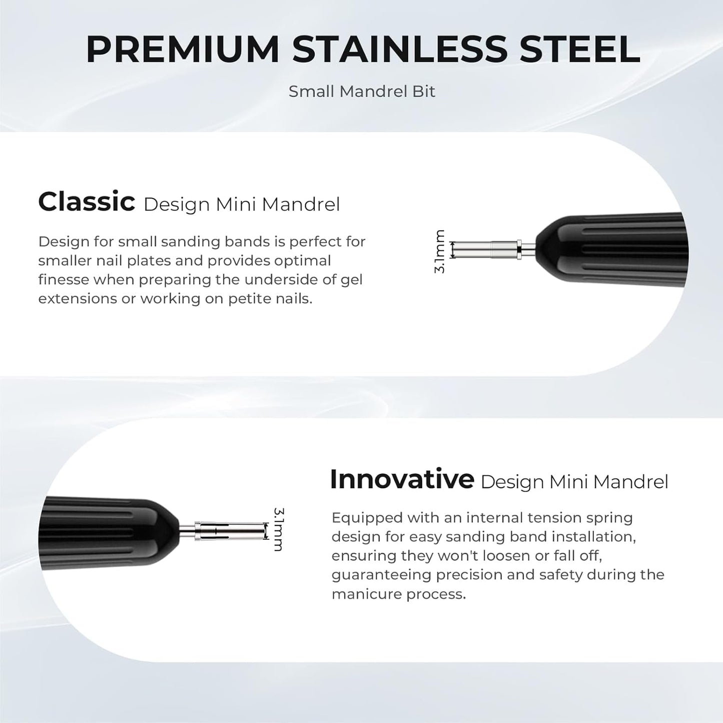 Lavinda Nail Drill Bits for Small Sanding Bands 3.1 MM Small Mandrel Bit for Electric Drill File Machine, Acrylic Nails Manicure Nail Art DIY Used, Sanding Bands Not Included