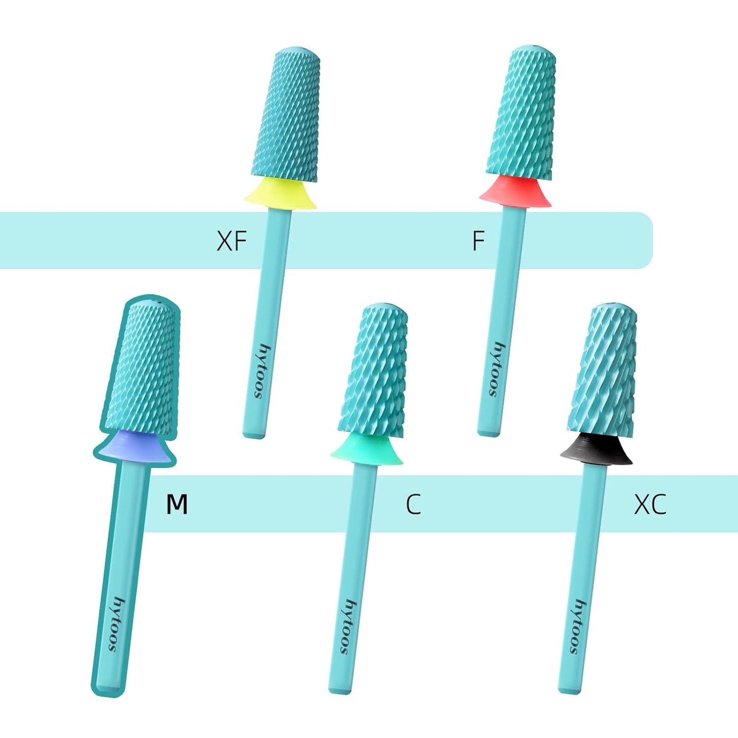Safety Tapered Nail Drill Bits, Green Coated Tungsten Carbide Rounded Barrel Nail Bit for Soft Gel & Base Removal, Manicure Tools Pro Electric File Drill Accessories, M