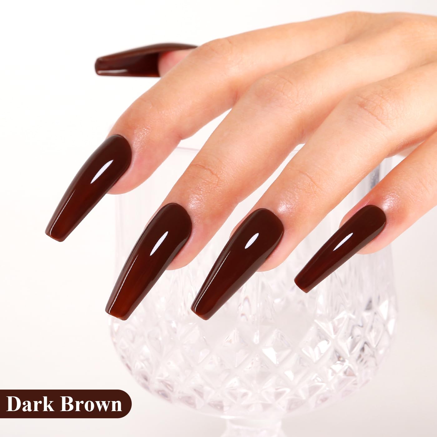 Imtiti Brown Gel Nail Polish, Dark Brown Gel Polish High Gloss Soak Off UV LED Autumn Winter Art Manicure Salon DIY Design 10ML