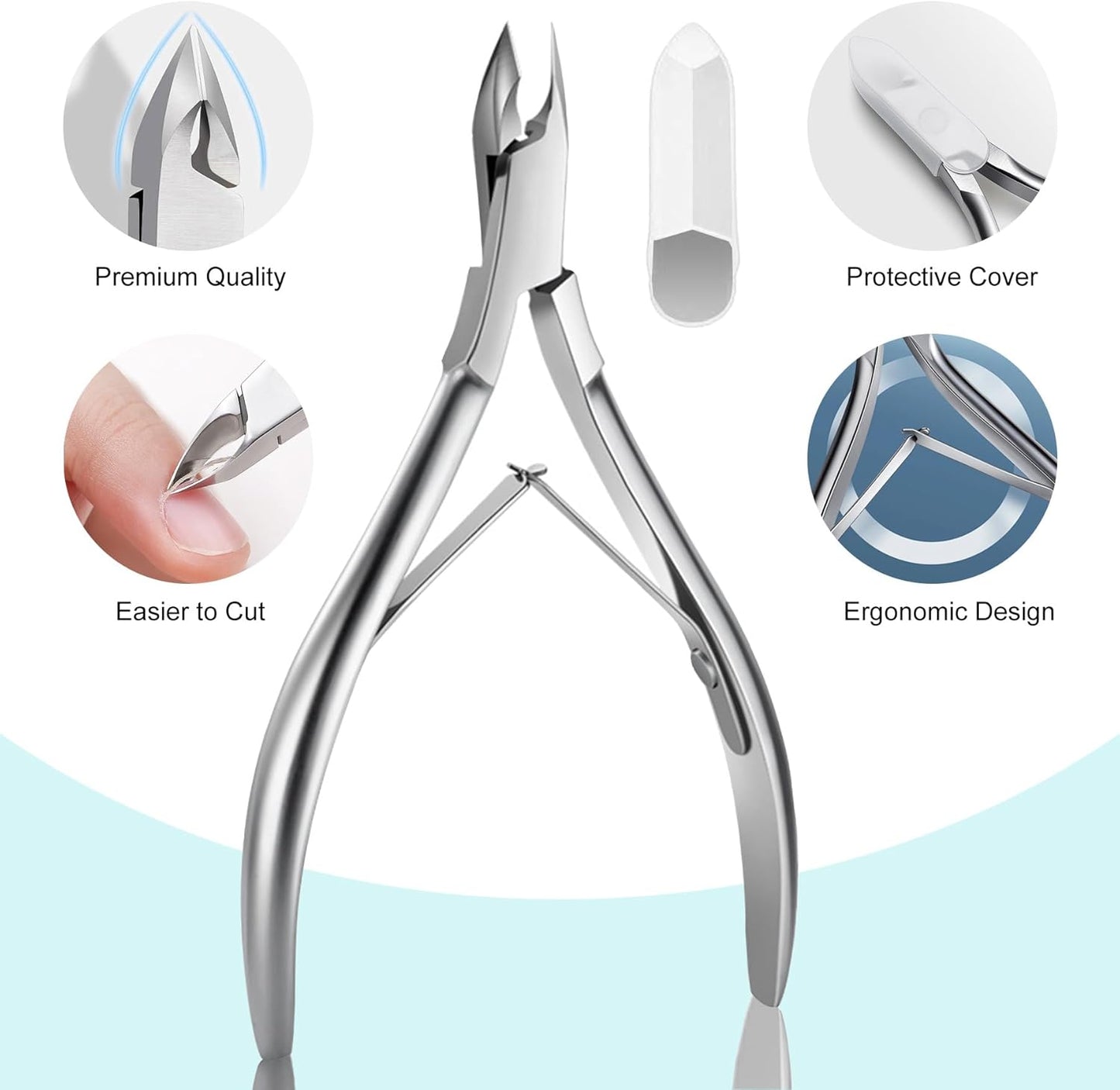 Cbiumpro 5-Pack Cuticle Trimmer Set with Pusher, Cutter, Scraper, Nipper, Clipper, Professional Stainless Steel Cuticle Remover Tools Kit for Fingernails & Toenails - with Case
