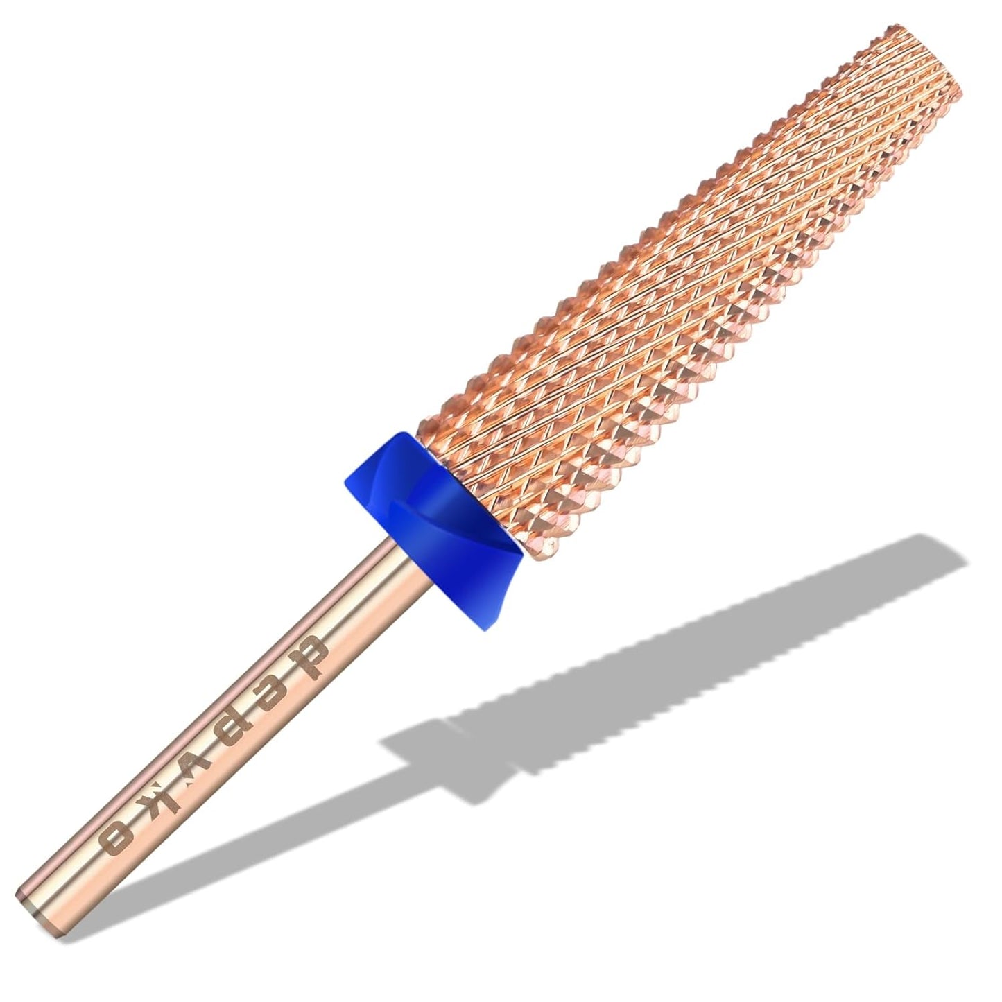 Depvko Super Long 5 in 1 Nail Drill Bits, 3/32'' Carbide Tungsten Bits, Two Way Rotate Professional Advanced Safety Bits for Nail, Fast Remove for Manicure Pedicure (Long 5in1-Rose Gold, Medium-M)