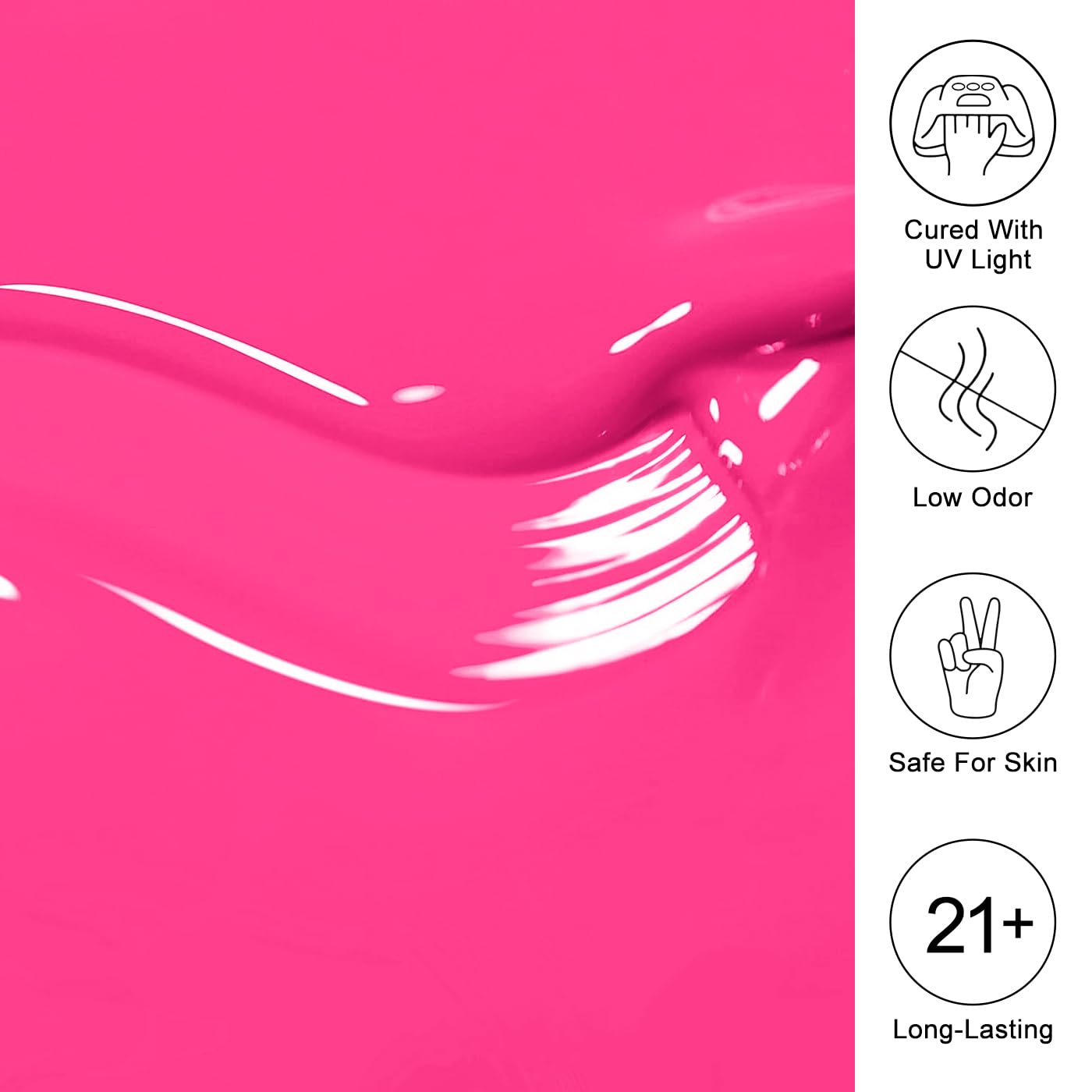 Imtiti Pink Gel Nail Polish, Bright Neon Pink Nail Gel Polish High Gloss Soak Off UV LED Spring Summer Nail Art Manicure Salon DIY Design 10ML