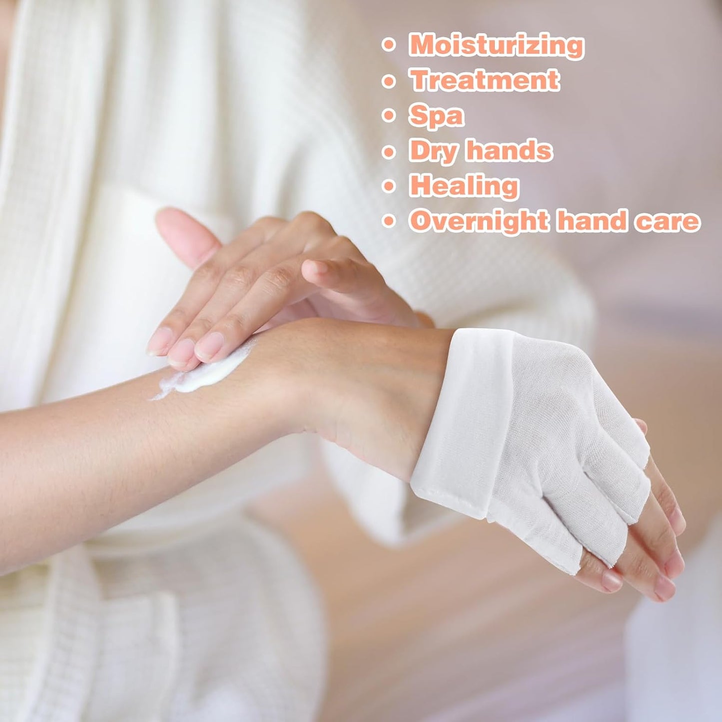 8 Pairs White Cotton Moisturizing Gloves Fingerless Touchscreen Moisturizing Gloves for Dry Hands Sleeping, 100% Cotton Quilting Glove, Size M, Eczema Glove for Men and Women 7.09×4.33 inches