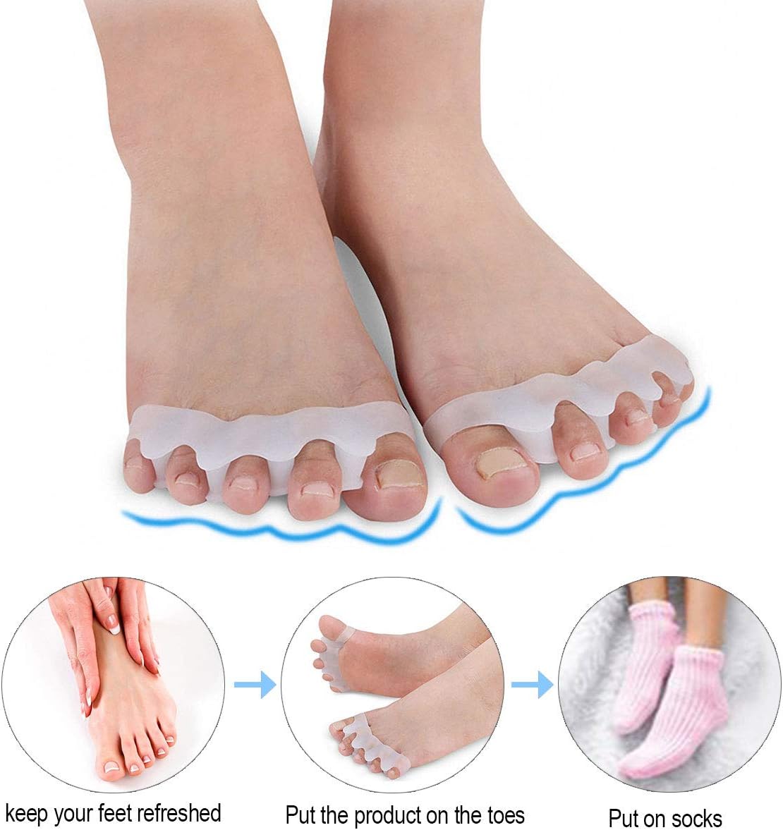 2 Pair Bunion Cushion Toe Separators for kids, Bunion Toe Spacers with Separator for Big Toe, Silicone Toe Spacer Crooked Toes Gel Shield for Relieve Foot Pain Hammer Toes Straightener Overlapping Toe