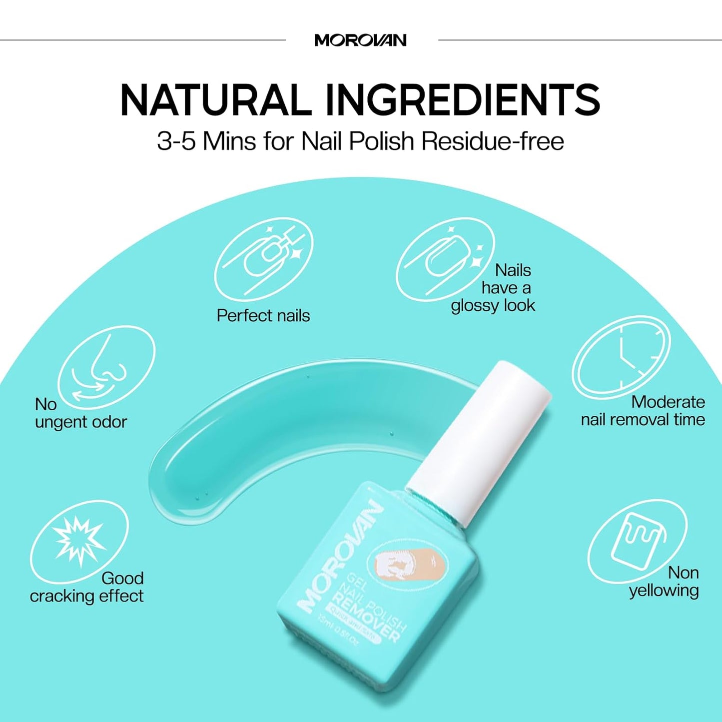 Morovan Gel Nail Polish Remover: Easy Remove Gel Polish Natural Formula Portable Kit with Cuticle Pusher & Scraper No Soaking or Wrapping