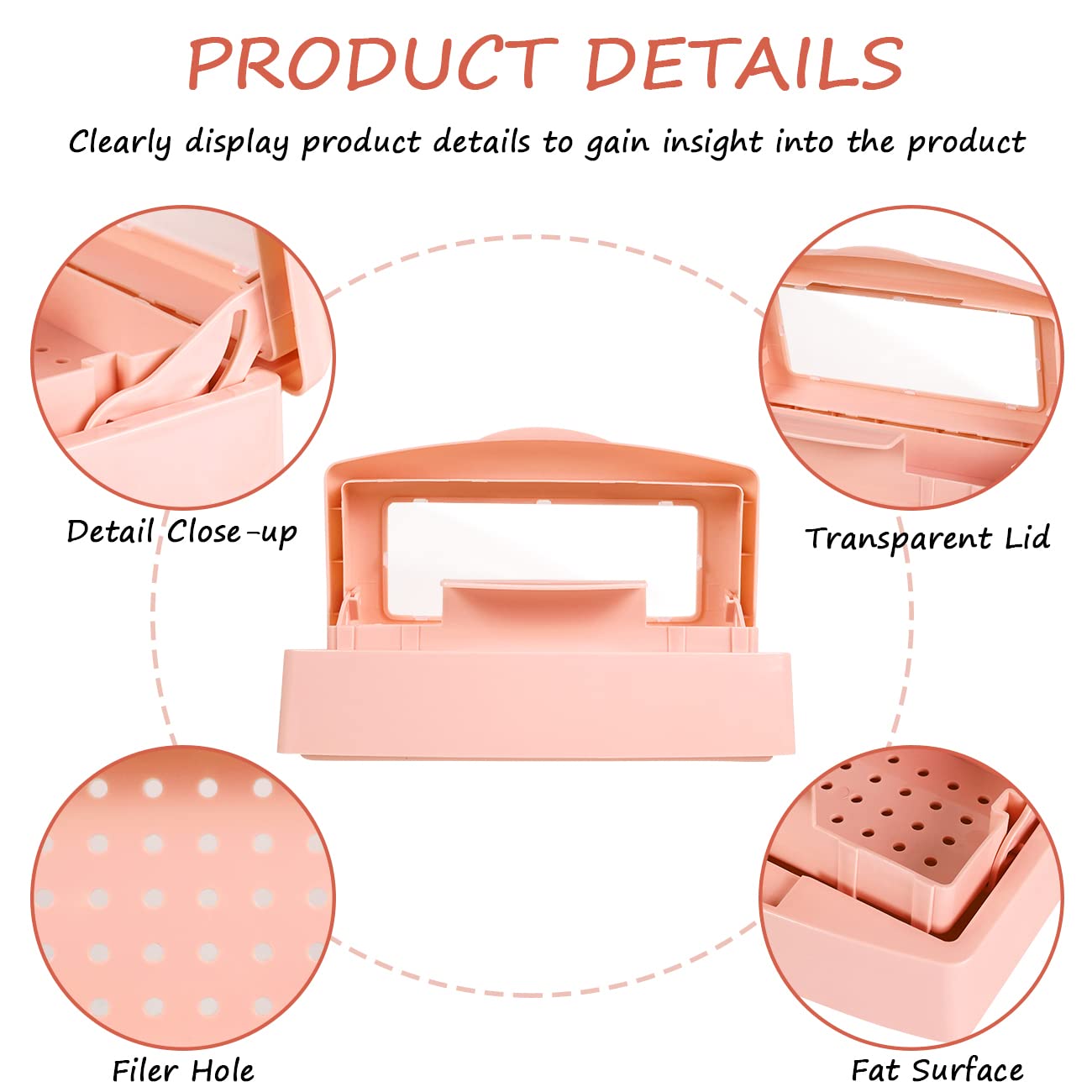 Gusnilo Sterilizer Box Nail Tool Barbicide Disinfectant Jar Plastic Disinfectant Container Suitable for Nail Tools Hair Salons Beauty Centers and Manicure and Nail Equipment(Orange)