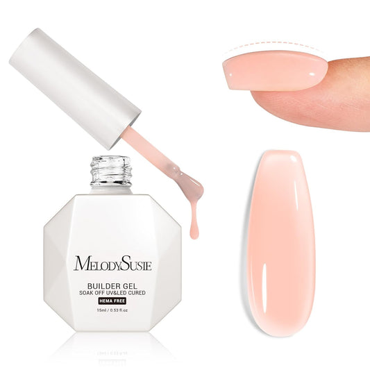 MelodySusie Hema Free Nude Pink Builder Nail Gel for Nails Thickening, 0.5 Fl Oz, Soak Off UV Extension Gel, Nail Art Design Salon DIY Manicure at Home for Women H1403