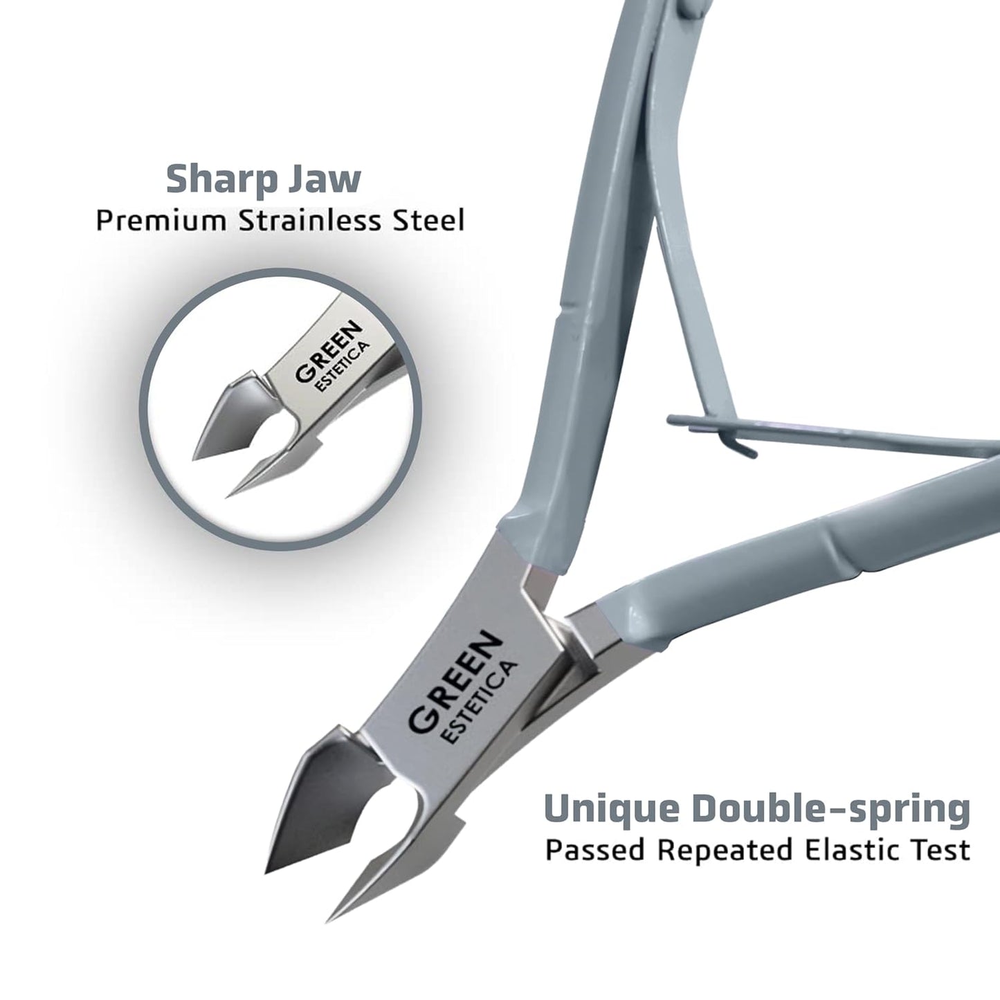 Professional Cuticle Trimmer Nail Cuticle Cutter Stainless Steel Cuticle Nippers with Sharp Blades of Cuticle Remover Clippers Manicure Tools Double Spring for Nail Care Pedicure Nail Tools (Gray)