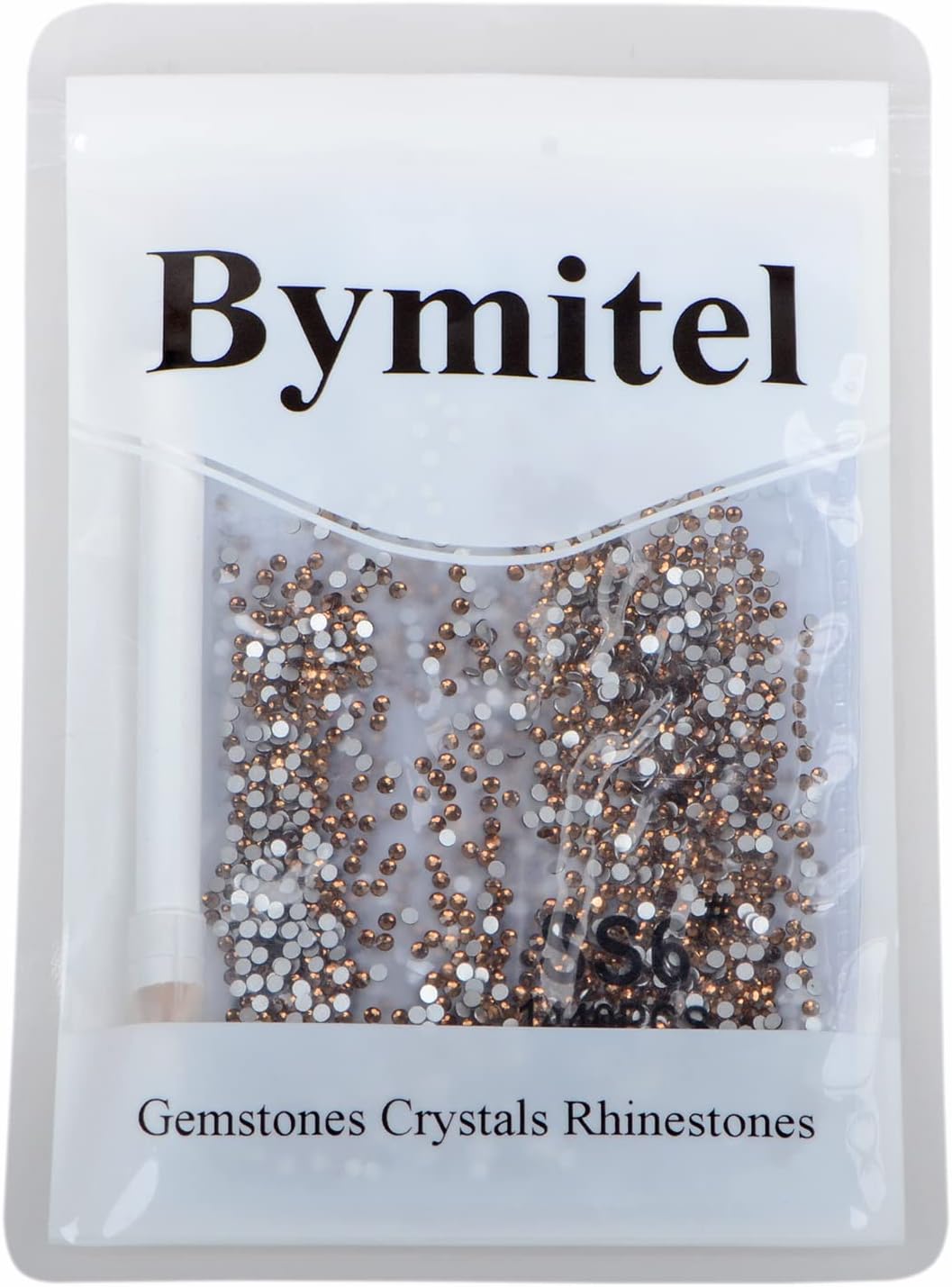 2880PCS Art Nail Rhinestones Non Hotfix Glue Fix Round Crystals Glass Flatback for DIY Jewelry Making with one Picking Pen (ss6 2880pcs, Smoked Topaz)