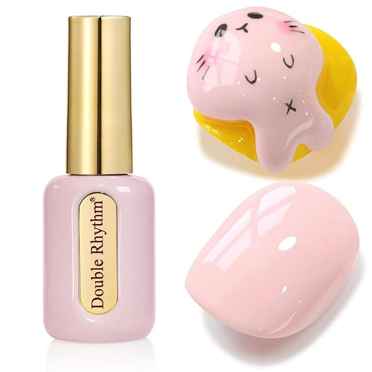 Double Rhythm 0.50 OZ Gel Polish Hema Free Same Color Same Bottle Golden Round Translucent Neutral Natural Milky 15 ML Jelly UV Polish Art DIY at Home (Nude Pink-C1332)