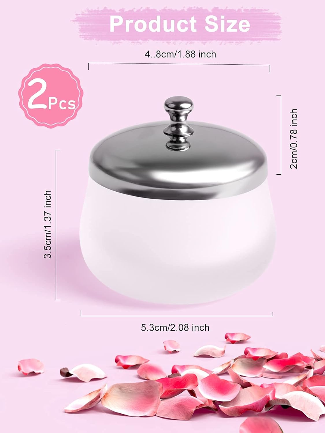 TOROKOM 2Pcs Dappen Dish Glass Monomer Dish with Lid for Acrylic Nails Cup Containers Holder for Liquid Powder Monomer Damping Dish（Matte）