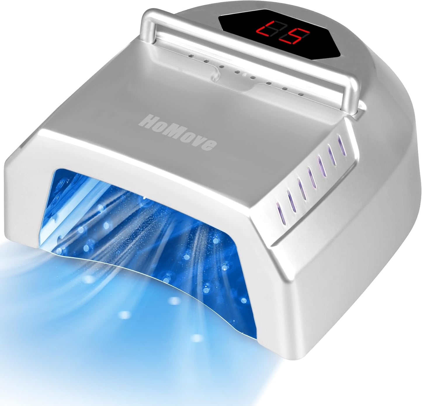 UV LED Nail Lamp, 72W Cordless Nails Lamp with Fan Professional LED Nail Light for Gel Nails Nail Dryer with 45 Beads, Perfect for Salon Manicure, Pedicure(Silver)