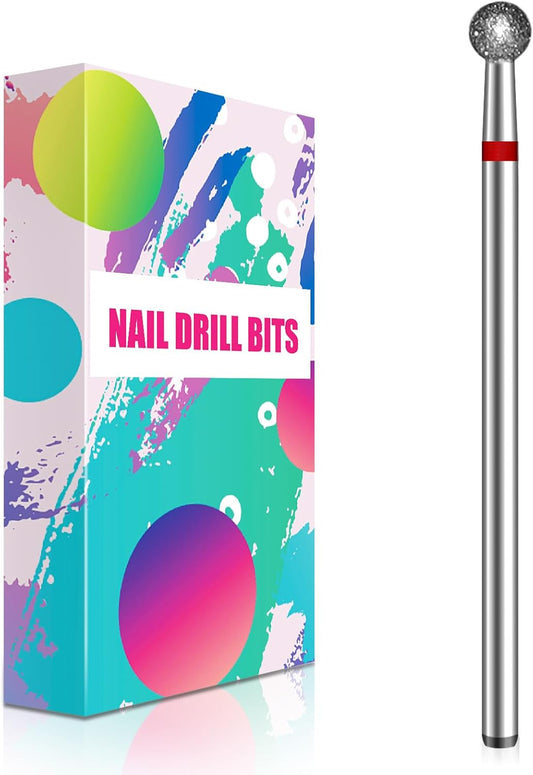 BLESWIN Nail Drill Bit 3/32'', 4MM Ball Shape Nail Bit for Cuticle Dead Skin Nail Prepare, Safety Carbide Diamond Nail Bit, Two Way Rotate, Nail Art Pedicure Manicure Salon & Home, Fine