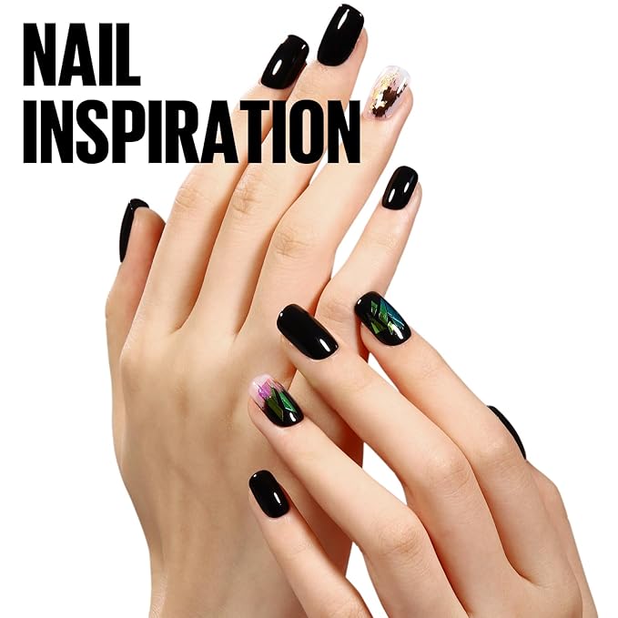 TOMICCA Black Gel Nail Polish, 15ml Fast Dry, Long Lasting Soak Off UV Gel Polish for French Manicure Nail Art