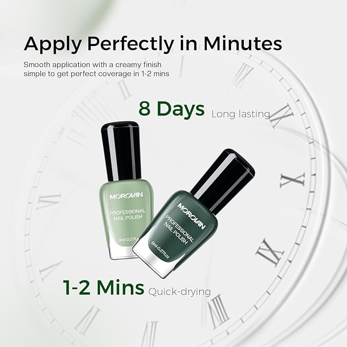Jelly Green Nail Polish Set: Sheer Glass Fingernail Polish Kit Quick Air Dry 6 Colors Nail Polish Pack Milky White Regular Mini Finger Toe DIY Art Salon Gift for Women