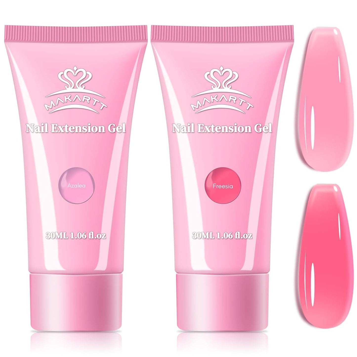 Makartt Poly Nail Gel Set: Sheer & Neon Pink Colors, Strong Builder for Extension Overlay Strengthener 3D Diy, Long-lasting for Nails French Manicures Home Salon-2PCs 30ML