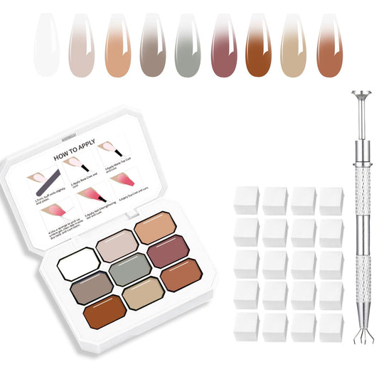 Ombre Gel Nail Polish Nail Sponges for Ombre 9 Series Colorful Blush Effect Gradient Painting Gel for Ombre Nails Multistyle French Manicure Nail Art DIY Home (A2)