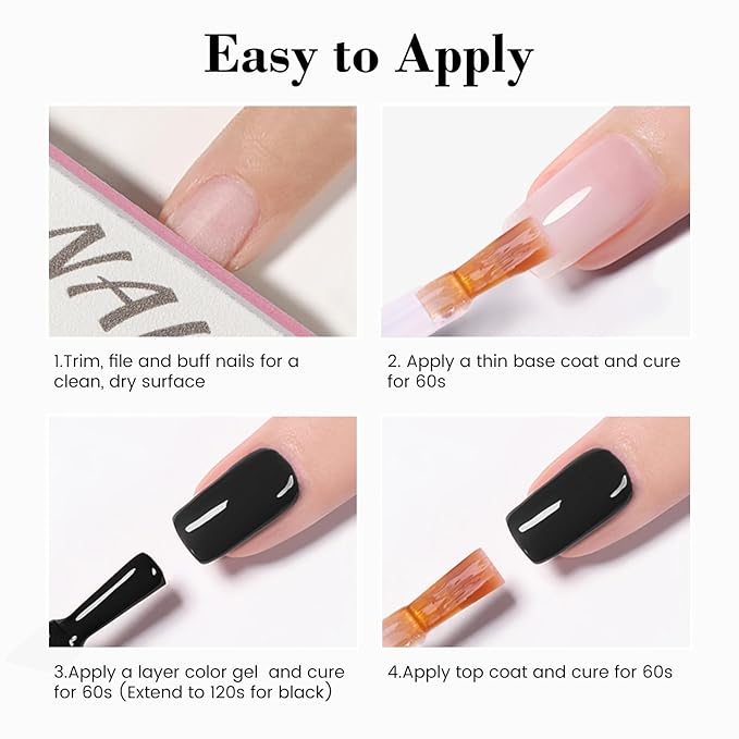 HEMA-Free Gel Polish Kit - 2Pcs 18 ML White & Black Gel Nail Polish Set for French Tip Nail Art Salon DIY Manicure at Home, Soak Off U V Light Cure