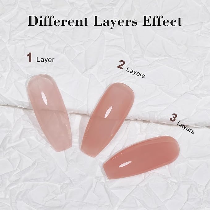 RARJSM Nude Gel Polish Pale Rose Pink Neutral Skin Tone Color Sheer Jelly Gel Nail Polish 1PC 15ml Single Bottle Transparent Pink Nail GelPolish Soak off UV LED Cured for Home Salon DIY Manicure