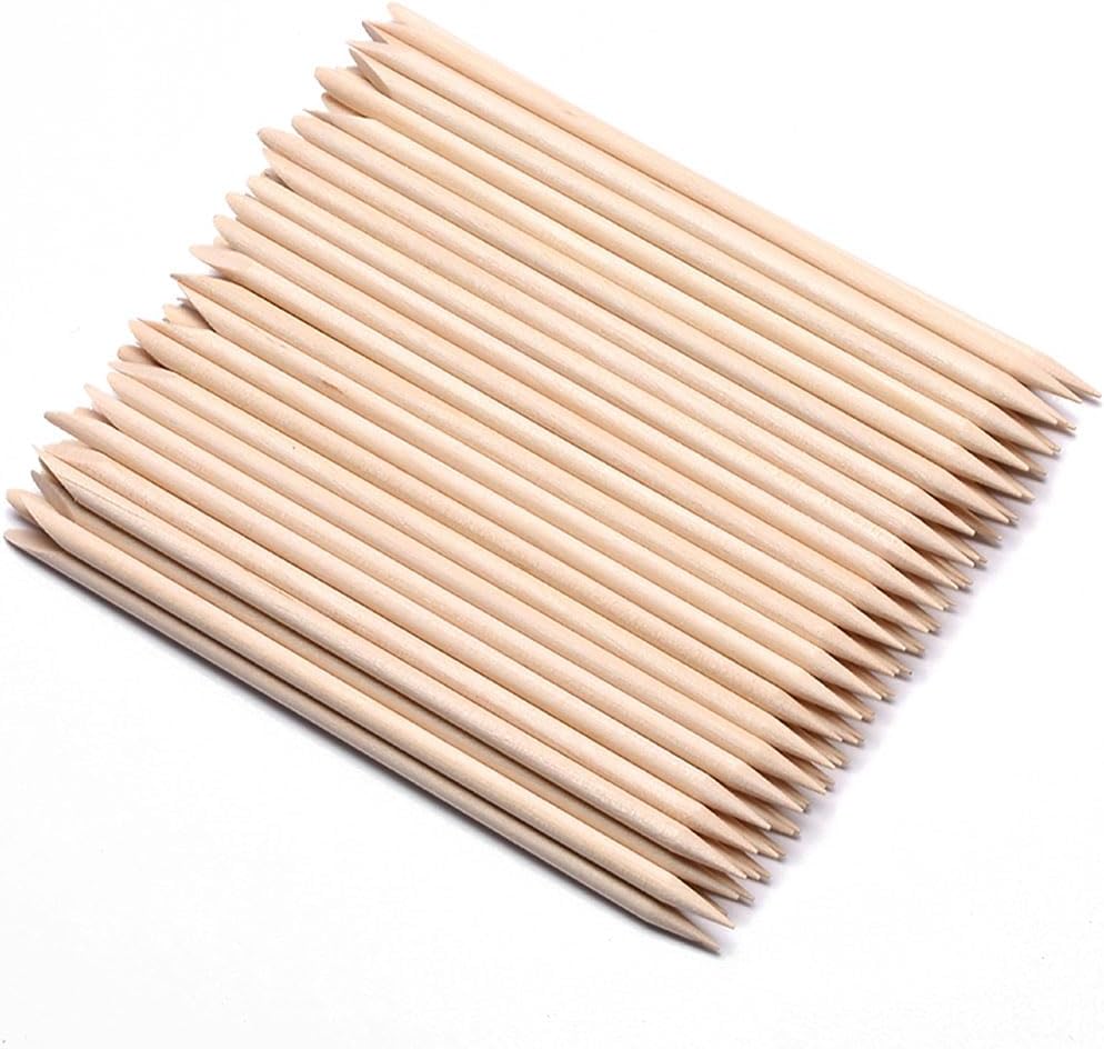 110 PCS Orange Wood Nail Sticks & Professional Double Sided 100/180 Grit Nail Files Emery Board Black Manicure Pedicure Tool White