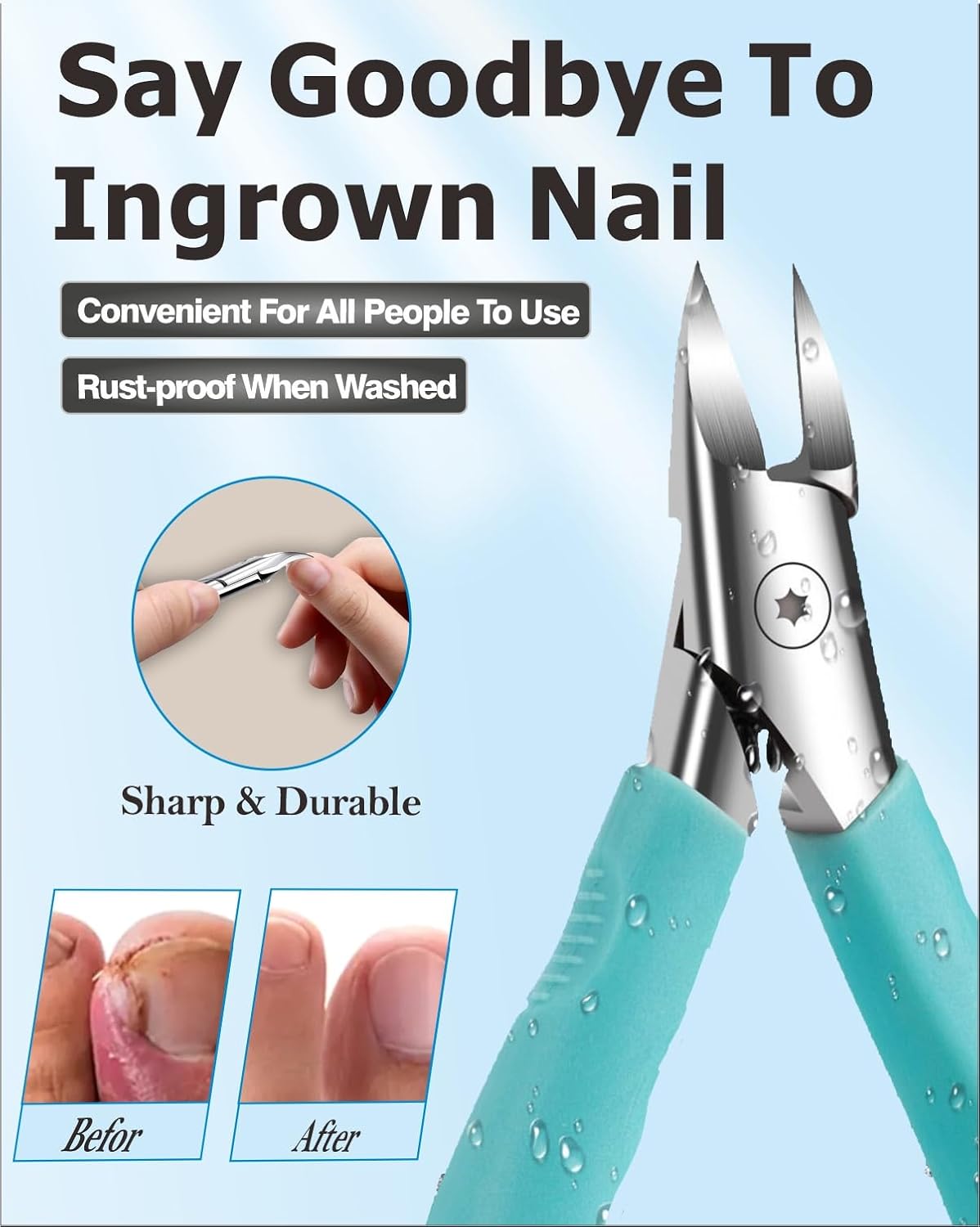 Toe Nail Clippers for Ingrown & Thick Toenails with Nail File & Cleaner - Podiatrist Ingrown Toenail Clippers Set for Seniors & Adults - Ingrown Nail Tool with Stainless Steel Super Sharp Blades