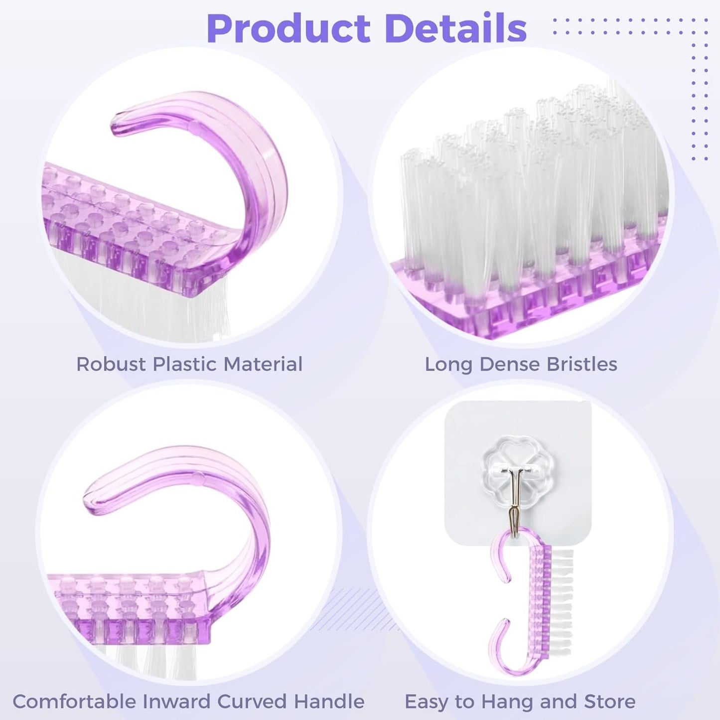 400 PCS Handle Grip Nail Brush Bulk, Small Nail Brushes with Soft Stiff Bristles, Nail Cleaner Scrubbing Kit for Cleaning, Daily Use Fingernail Brush for Toes and Nails