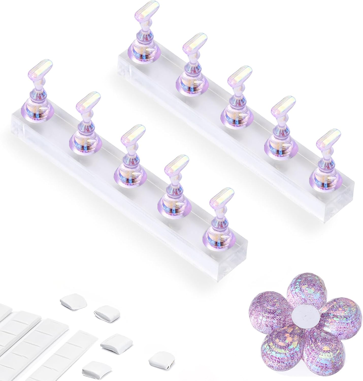 Etercycle Nail Stand Acrylic Nail Art Display Stand Practice Nail Holder for Painting Nails Magnetic Practice Stands with Reusable Putty(Purple)
