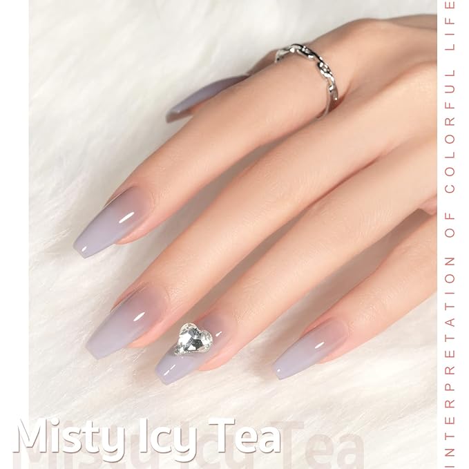 GAOY Jelly Nude Nail Polish Set, 6 Transparent Colors Sheer Brown Grey Soak Off UV Light Cure Gel Polish Kit for Salon and Nail Art DIY at Home