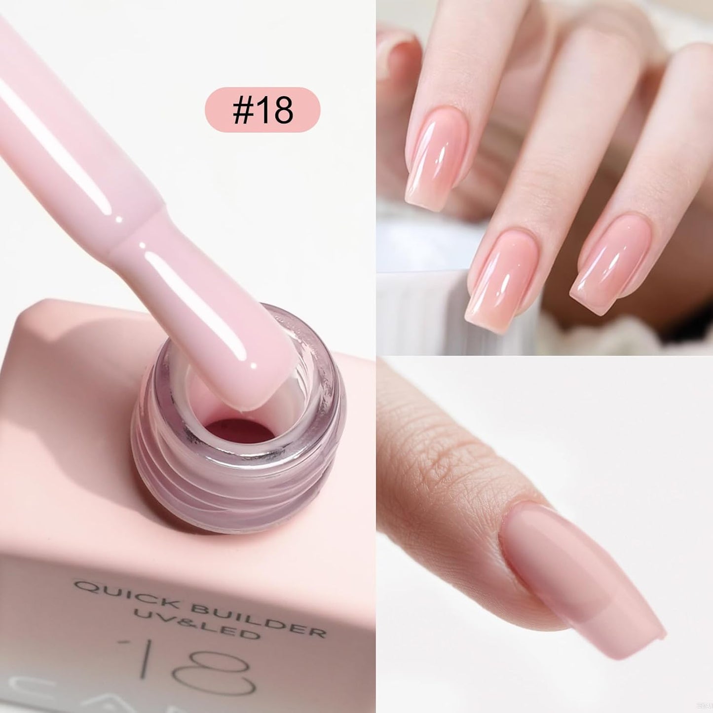 CANNI Quick Nail Builder Gel for Nails – 9ML Soft Pink Soak-Off Nail Strengthening Gel for Apex Building DIY UV LED Manicure