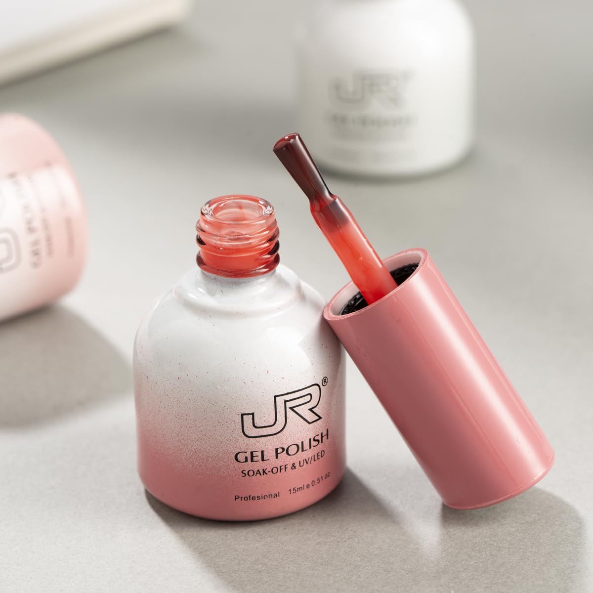 jr 6Pcs Gel Nail Polish 15ml Romantic Jelly Pink Soak off UV Nail Gel polish Manicure Kit Nail Art Salon for Women (137S, 15ml)