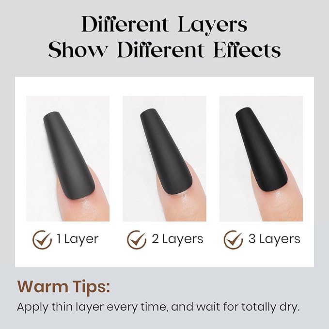 MIZHSE Matte Black Nail Polish, Quick Dry Velvet Black Nail Polish, Non-Gel Air Drying Fast 15 ml Regular Glossy Shiny Finish Nail Lacquer, Full Coverage Nail Art Manicure DIY Home