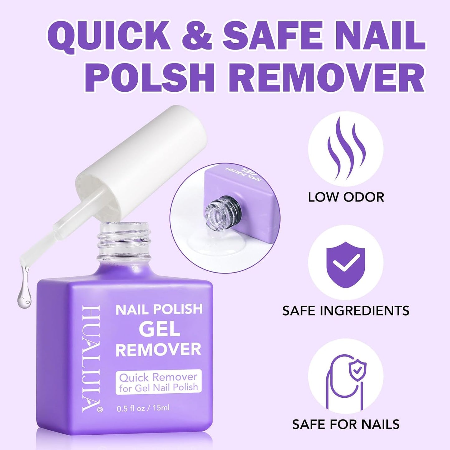 Gel Nail Polish Remover, Gel Polish Remover for Nails - Quickily and Easily Removes Gel Nail Polish at Home in 2-5 Mins - No Need for Foil, Soaking or Wrapping, 0.5 fl oz