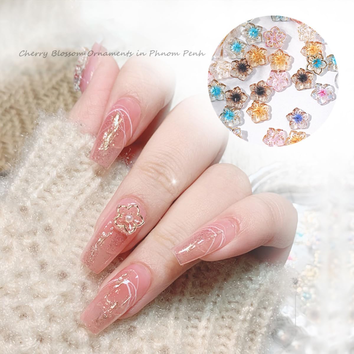56Pcs Colorful Flower Nail Charms Clear Colour Crystal Nail Charms for Nails 3D Acrylic Gems Nail Supplies Luxury Gold Edge Nail Rhinestones Design Cute Glitter Nail Art Charms for Women Girls DIY