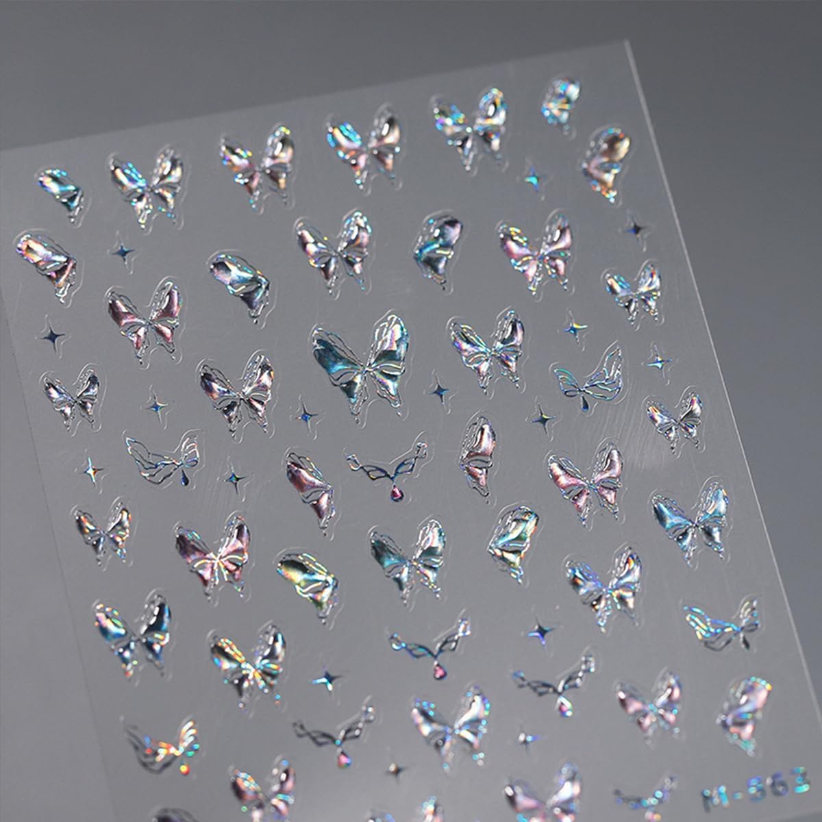 Aurora Laser Butterfly Nail Stickers - 5D Embossed, Holographic Design, Self-Adhesive Decals for Women's Nail Art Decoration