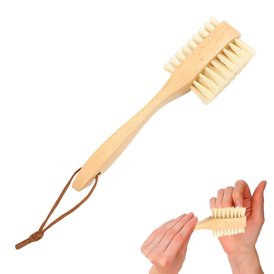 Wooden Nail Brush for Toenail Fingernail Cleaning Natural Wood Handle Brushes for Under Nails Toe Hygiene Hand Care Dual Sided Wooden Brush with Handle for Regular Nail Cleaning Routine