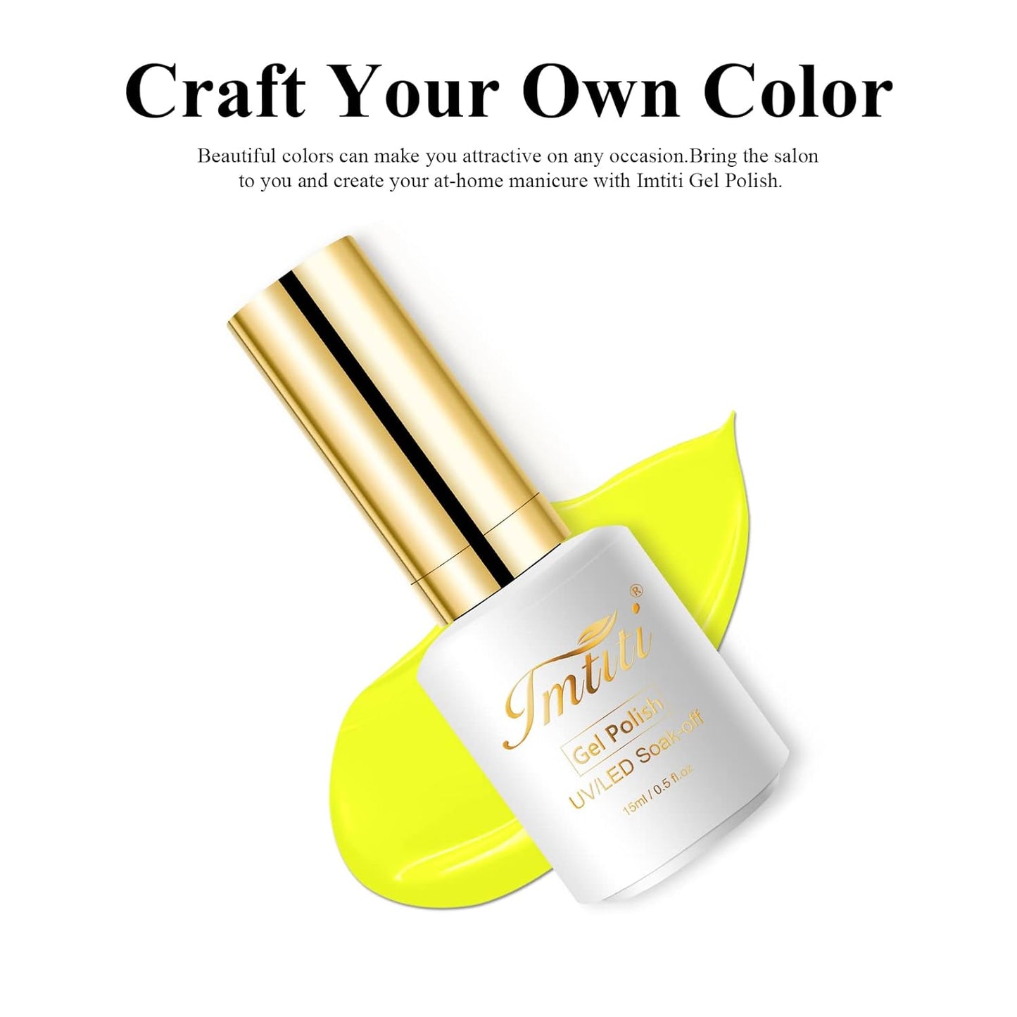 Imtiti Neon Gel Nail Polish, 0.5 Fl Oz Neon Yellow LED U V Gel Polish DIY Nail Art Starter Manicure Salon Kit