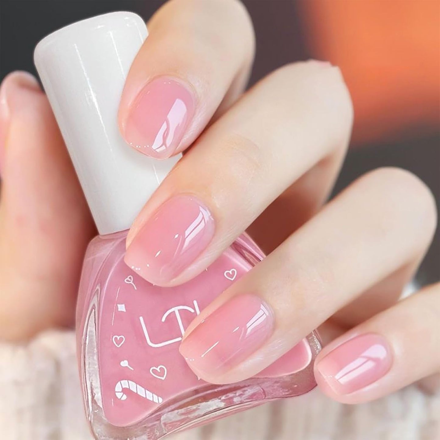 COSMOO 12ml Jelly Pink Nail Polish, Girl's Pink Long-Lasting Quick Dry Nail Lacquer for Nail Art Varnish, 0.41 fl oz