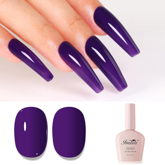 Imtiti Purple Gel Nail Polish, Starry Sky Purple Gel Polish High Gloss Soak Off UV LED Autumn Winter Art Manicure Salon DIY Design 10ML