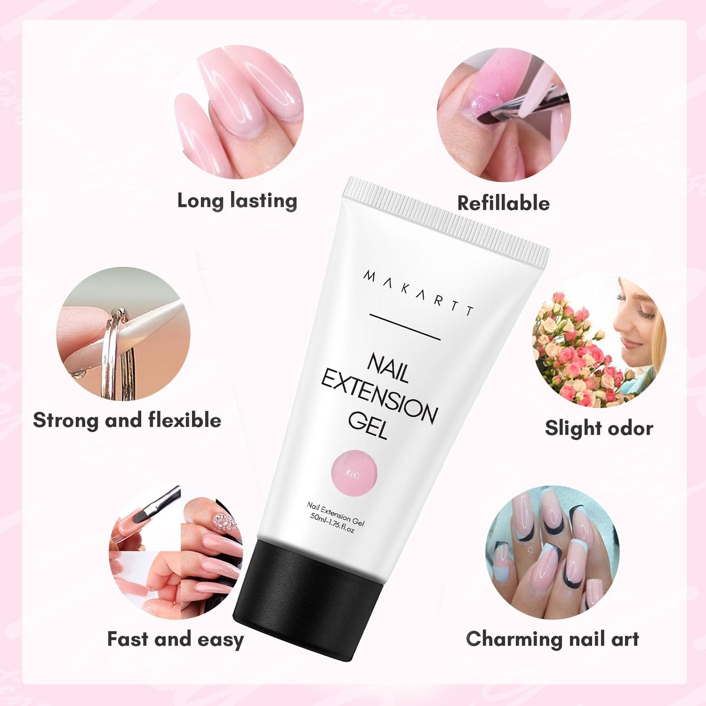 Makartt Poly Nail Gel 50ML Gel Builder for Nails, Pink Brown, Nails Extension, Strengthener Hard Gel Multifunctional Long-Lasting and Easy to Use for Trendy DIY Salon Quality