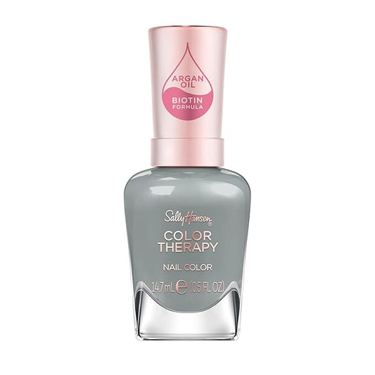 Sally Hansen Color Therapy Nail Polish | Biotin, Argan Oil, Long Lasting, Healthy Nails, Nail Strengthener, Opaque | 474 Gorgeous Granite | Gray Nail Color
