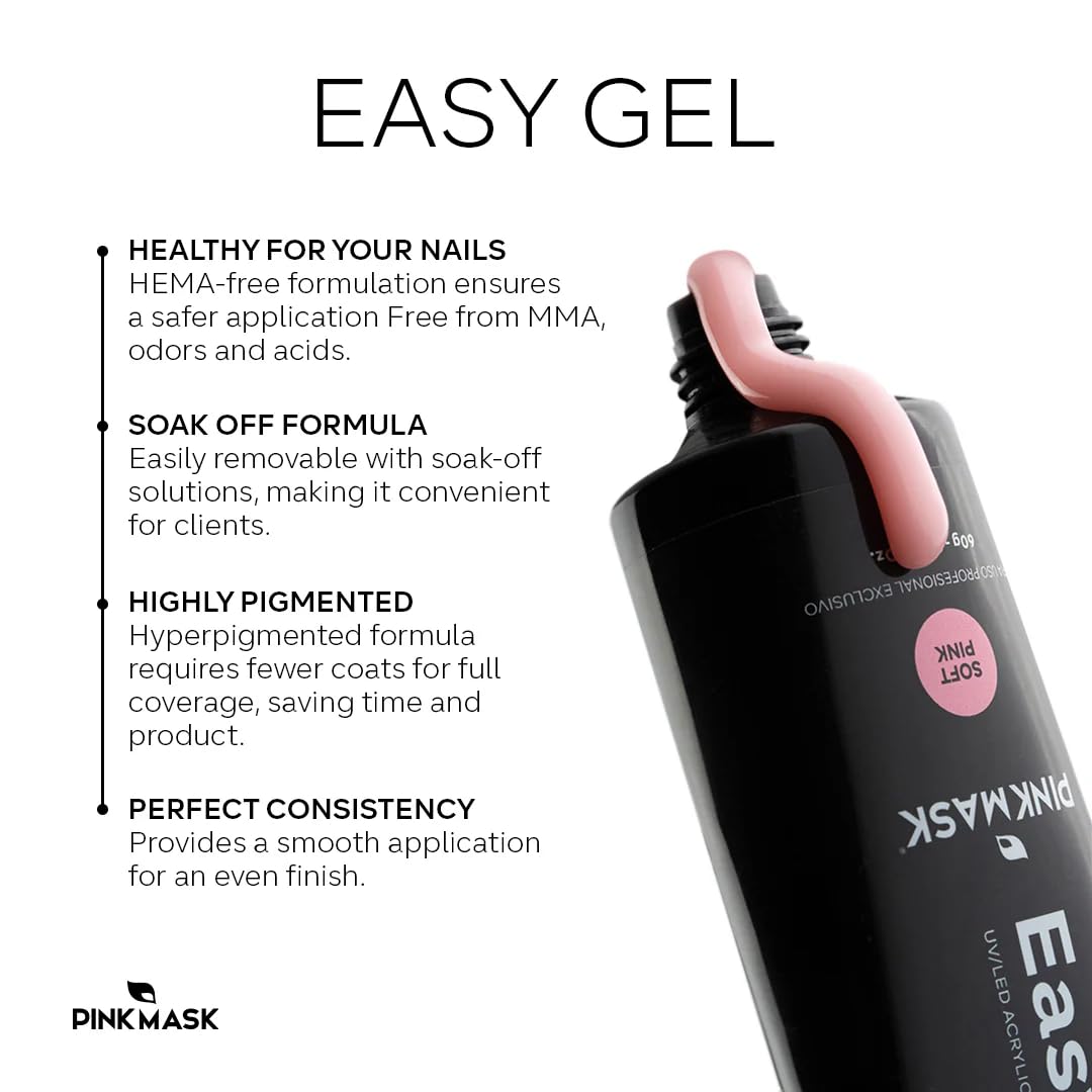 PINK MASK Easy Gel 1oz 30g-Buenos Aires, Professional Builder Enhancement Gel-Quick Nail Extension for Beginner DIY, Nail Strengthener-Long Lasting-Salon Quality-Thickening Solution