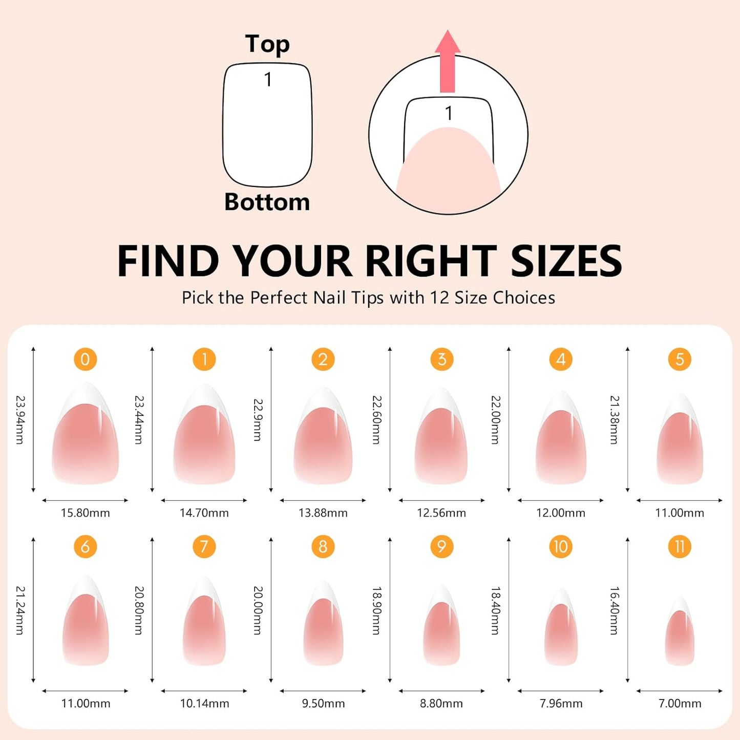 Makartt Press on Nails Kit: Short Gradient & French Glam Coffin Nail Tips in 6 Styles 144PCS, Natural Fit with Adhesive Tabs, Glue, and File, Manicure Set for Home Salon