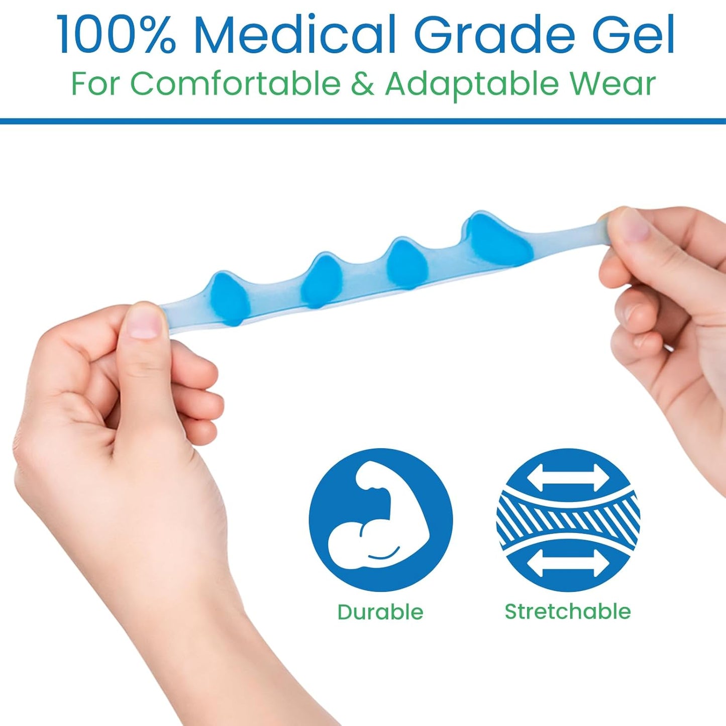ViveSole Toe Spacers for Women & Men (4 PCS) - Silicone Gel Toe Separators & Spreaders for Pedicure & Plantar Fasciitis - Bunion Corrector, Hammer Toe Straightener & Stretcher for Pain Relief (Medium)