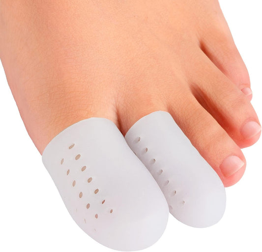 Welnove Pack of 16 Toe Protectors, Gel Toe Caps, Breathable Toe Sleeves, Pain Relief and Prevention for Corns, Blisters and Ingrown Toenails (10 Large for Big Toes + 6 Medium for Small Toes) - White