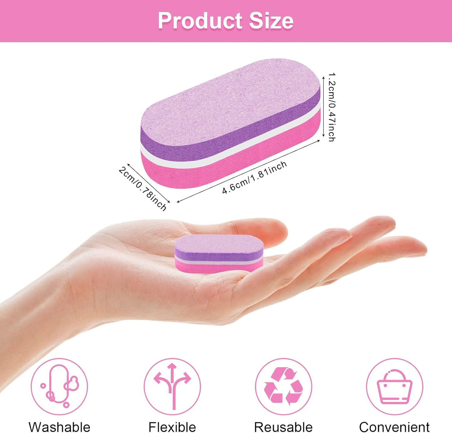Diesisa Mini Nail Buffers, 40pc 100/180 Grit Sponge Mini Nail Files Bulk for Acrylic Nails, Buffer Block Nail File,Mini Bulk Nail buffers Double Sided for Manicure Tools - Pink/Purple