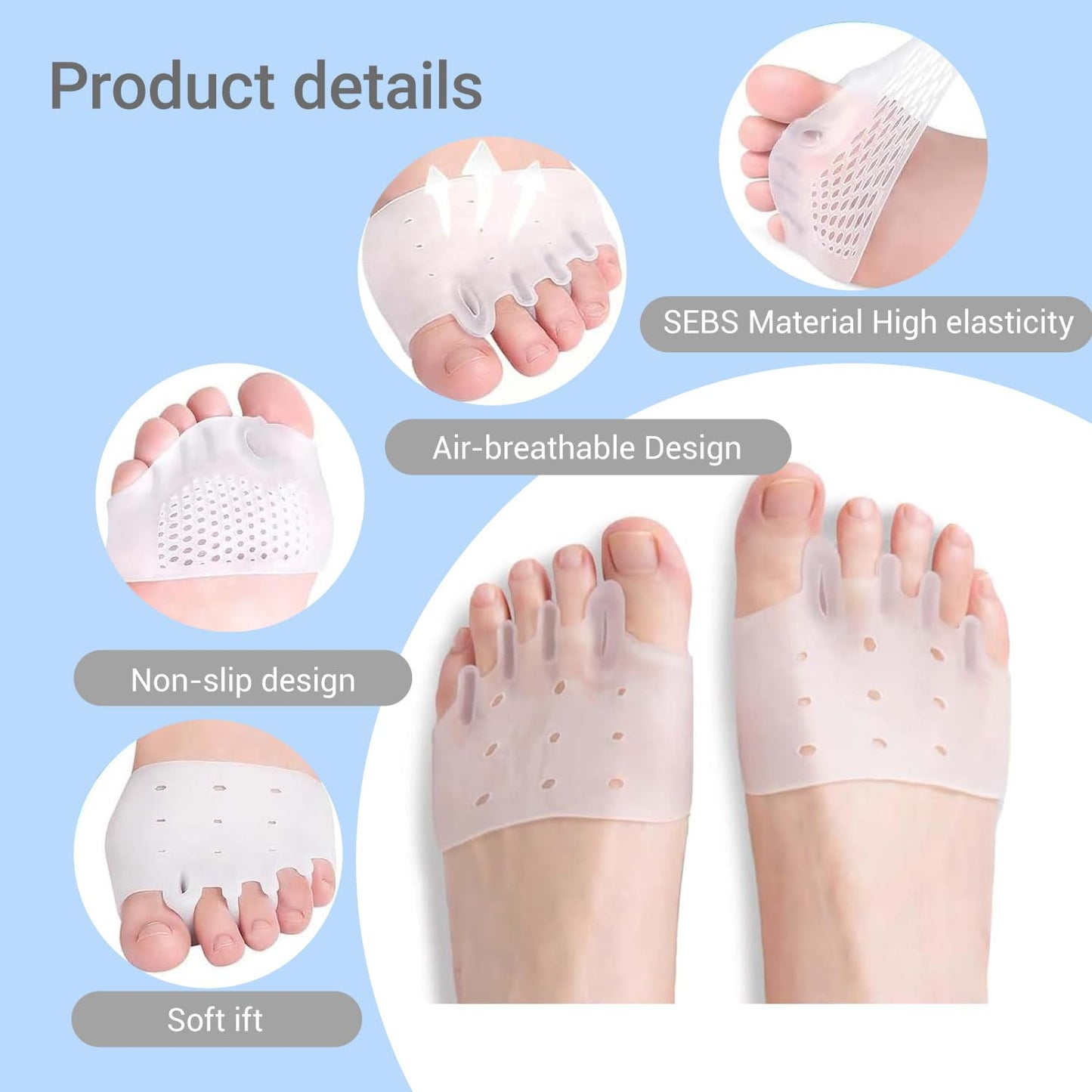 Silicone Toe Separators for Women & Men,Bunion Correctors,with Breathable Soft Gel Design, Universal Fit for Multiple Colors Available (4 Packs)