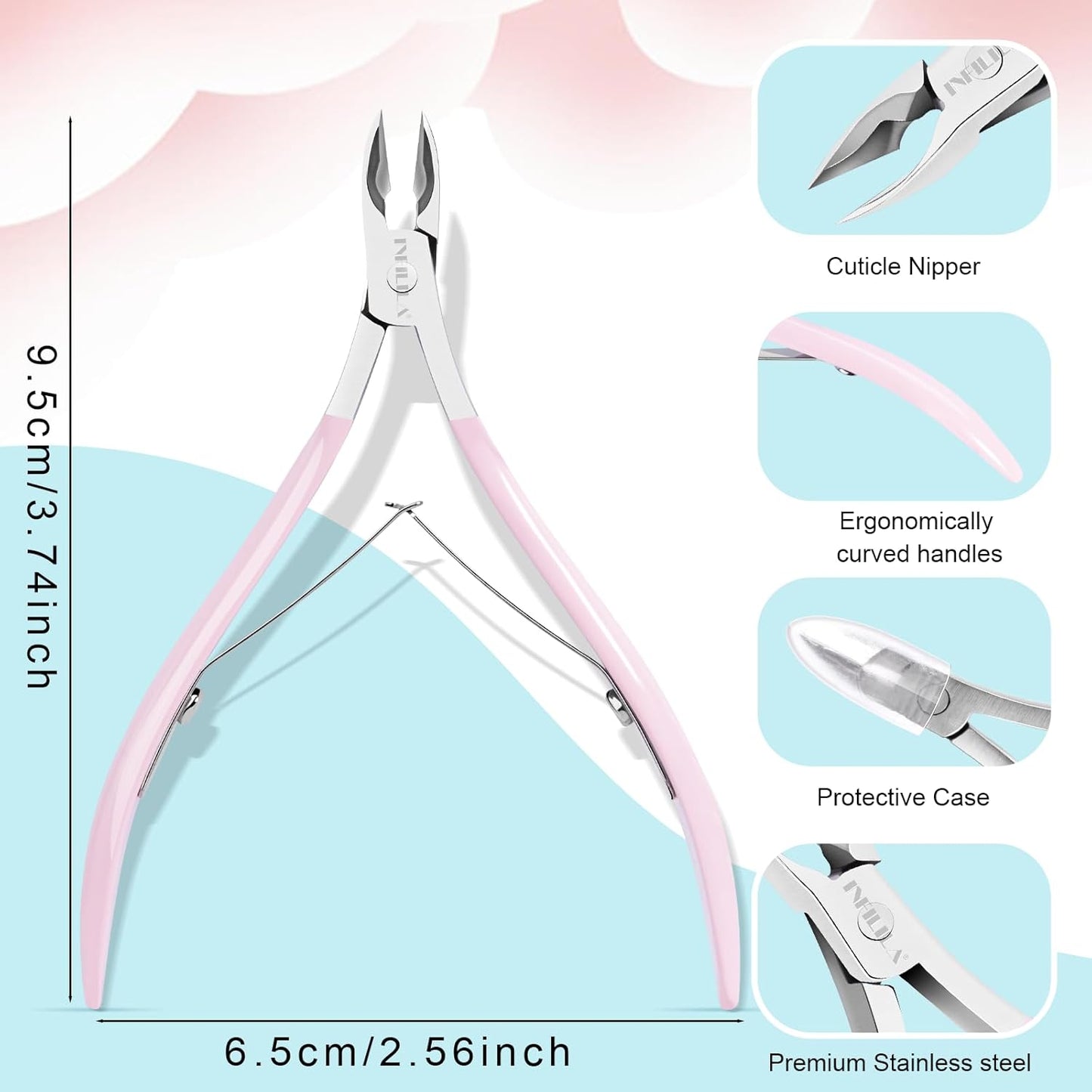 NXJ INFILILA Cuticle Trimmer, Cuticle Clippers for Women Stainless Steel Cuticle Cutter Extremely Sharp Full Jaw Cuticle Nippers Gift for Professional Nail Salon and Home Use