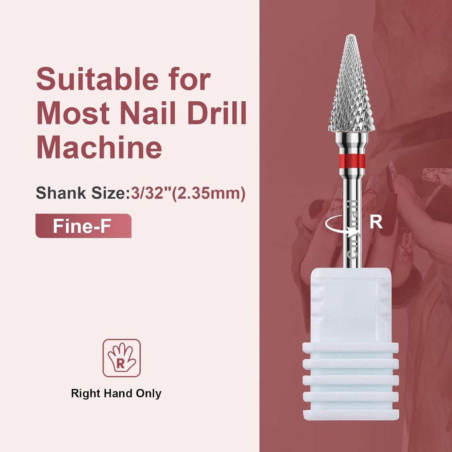 3/32" 2PCS Clean Umberllas Bits Fine Grit Carbide Cuticle Cleaner Bit for Electric Nail Drills – Professional Manicure Tool for Nail Salons and Home Use (F Grit. Silver)